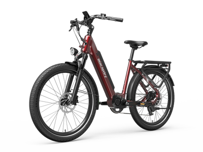 Dukawey FUGL3.0 red low-step city e-bike front three-quarter view