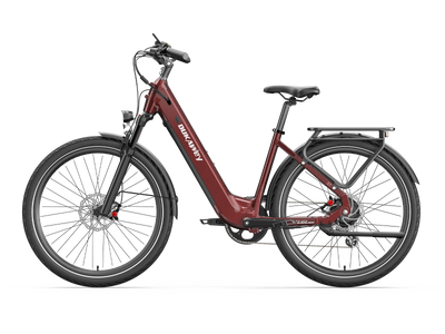 Red Dukawey FUGL Pro electric bike, rear three-quarter view